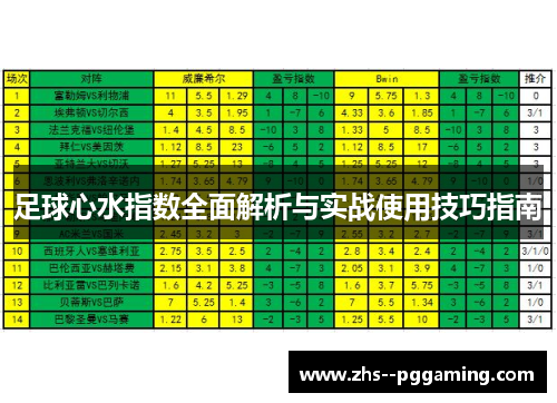 足球心水指数全面解析与实战使用技巧指南
